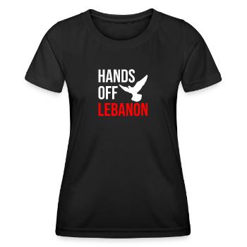 HANDS OFF LEBANON - Frauen Funktions-T-Shirt - Schwarz - Vorne - AI Model Female 172 light (172cm)