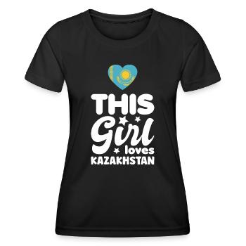 Drapeau du Kazakhstan Drapeau du Kazakhstan - T-shirt sport Femme - noir - Devant - AI Model Female 172 light (172cm)