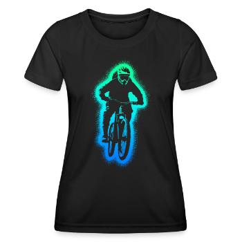 MTB Mountain Bike Biker Kids Mountain Bike Boys - Women's Functional T-Shirt - black - Front - AI Model Female 172 light (172cm)