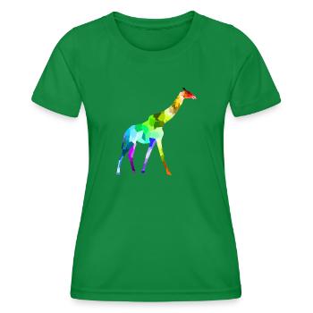 Bunte Regenbogen Giraffe Tiere Polygon - Frauen Funktions-T-Shirt - Kelly Green - Vorne - AI Model Female 172 dark (172cm)