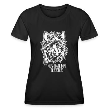 Loved by AUSTRALIAN TERRIER Hundespruch Wilsigns - Frauen Funktions-T-Shirt - Schwarz - Vorne - AI Model Female 172 light (172cm)