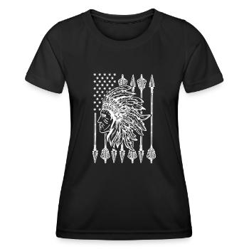 Indianer Amerikanische Ureinwohner Geschenkidee - Frauen Funktions-T-Shirt - Schwarz - Vorne - AI Model Female 172 light (172cm)