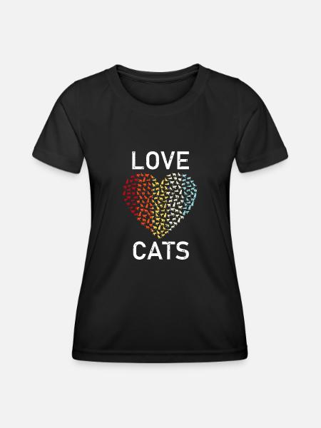 I love cats, love cats for cat lovers - Women's Functional T-Shirt - black