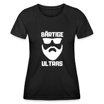 Bärtige Ultras mit Sonnenbrille und Gesicht - Frauen Funktions-T-Shirt - Schwarz - Vorne - AI Model Female 172 light (172cm)