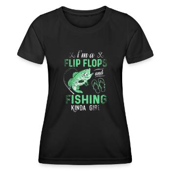 Ich bin ein Flip Flop und Fischer Mädchen - Frauen Funktions-T-Shirt - Schwarz - Vorne - AI Model Female 172 light (172cm)
