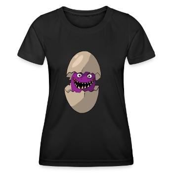 Monstre de la créature comique Egg 1.0 - T-shirt sport Femme - noir - Devant - AI Model Female 172 light (172cm)