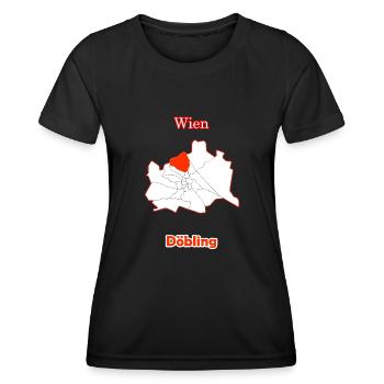 Bezirke Döbling Karte mit Wien Stadtkarte - Frauen Funktions-T-Shirt - Schwarz - Vorne - AI Model Female 172 light (172cm)