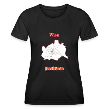 Bezirke Josefstadt Karte mit Wien Stadtkarte - Frauen Funktions-T-Shirt - Schwarz - Vorne - AI Model Female 172 light (172cm)