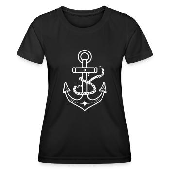 Anker Boot Schiff Nautik - Frauen Funktions-T-Shirt - Schwarz - Vorne - AI Model Female 172 light (172cm)