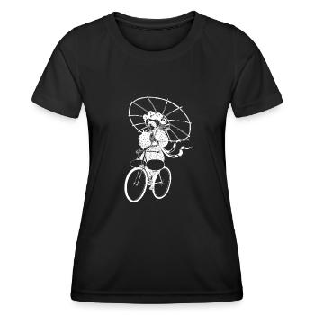 Dame auf Fahrrad weiss - Frauen Funktions-T-Shirt - Schwarz - Vorne - AI Model Female 172 light (172cm)