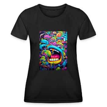 Graffiti Monster - Frauen Funktions-T-Shirt - Schwarz - Vorne - AI Model Female 172 light (172cm)