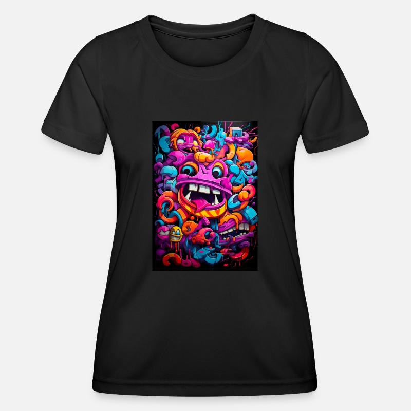 Graffiti Monster - Women's Functional T-Shirt - black