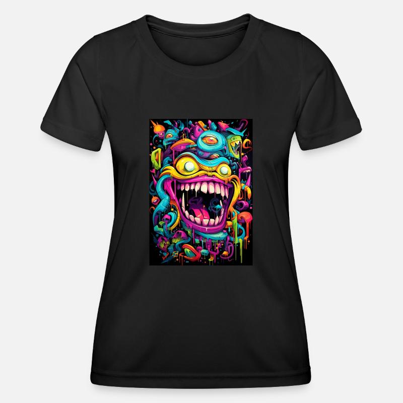Graffiti Monster - Women's Functional T-Shirt - black