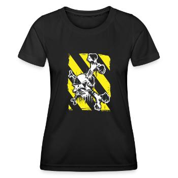 Striped skull - Women's Functional T-Shirt - black - Front - AI Model Female 172 light (172cm)