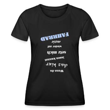 Wenn Du das hier lesen kannst, setz mich aufs Rad - Frauen Funktions-T-Shirt - Schwarz - Vorne - AI Model Female 172 light (172cm)
