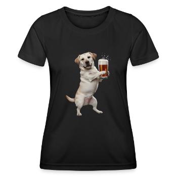 Labrador Bier - Frauen Funktions-T-Shirt - Schwarz - Vorne - AI Model Female 172 light (172cm)