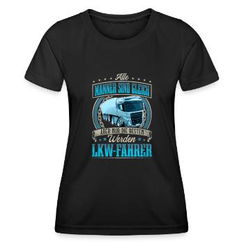 LKW Fahrer - Frauen Funktions-T-Shirt - Schwarz - Vorne - AI Model Female 172 light (172cm)