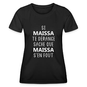 si MAISSA te dérange saches que MAISSA s'en fout - T-shirt sport Femme - noir - Devant - AI Model Female 172 light (172cm)