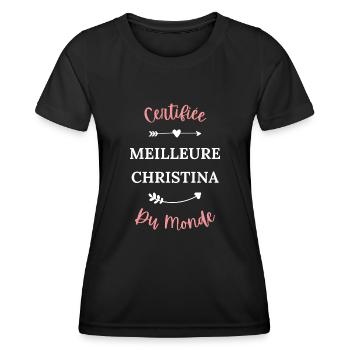 Certifiée meilleure Christina du monde - T-shirt sport Femme - noir - Devant - AI Model Female 172 light (172cm)