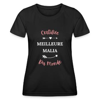 Certifiée meilleure malia du monde - T-shirt sport Femme - noir - Devant - AI Model Female 172 light (172cm)