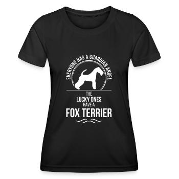 FOX TERRIER Chiens anges gardiens disant Wilsigns - T-shirt sport Femme - noir - Devant - AI Model Female 172 light (172cm)