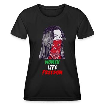 Women Life Freedom Iranische Flagge Frauenrechte - Frauen Funktions-T-Shirt - Schwarz - Vorne - AI Model Female 172 light (172cm)