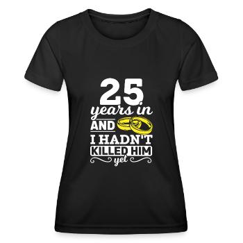 25 ans de mariage d’argent cadeau - T-shirt sport Femme - noir - Devant - AI Model Female 172 light (172cm)
