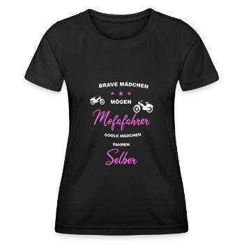 Mofa Moped Mofafahrer Mopedfahrer Mopeds Mokick - Frauen Funktions-T-Shirt - Schwarz - Vorne - AI Model Female 172 light (172cm)