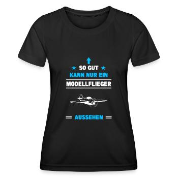Modellflug Pilot Modellbau Flugzeug Modellbauer - Frauen Funktions-T-Shirt - Schwarz - Vorne - AI Model Female 172 light (172cm)