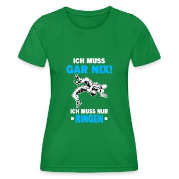 Ringen Ringer Kampfsport Sport Ringkampf Freistil - Frauen Funktions-T-Shirt - Kelly Green - Vorne - AI Model Female 172 dark (172cm)