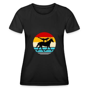 Voltige cheval équitation Courses De Gymnastique Acrobatie - T-shirt sport Femme - noir - Devant - AI Model Female 172 light (172cm)