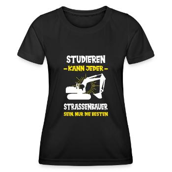 Straßenbau Strassenbauer Bauarbeiter Straßenbauer - Frauen Funktions-T-Shirt - Schwarz - Vorne - AI Model Female 172 light (172cm)