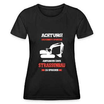 Straßenbau Strassenbauer Bauarbeiter Straßenbauer - Frauen Funktions-T-Shirt - Schwarz - Vorne - AI Model Female 172 light (172cm)