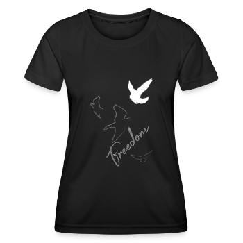 pigeons,birds,drawing,charcoal drawing,freedom - Women's Functional T-Shirt - black - Front - AI Model Female 172 light (172cm)