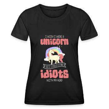 Idiot Irony Black Humor - Women's Functional T-Shirt - black - Front - AI Model Female 172 light (172cm)