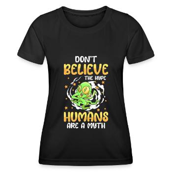 Alien Spaceship Extraterrestrial Aliens - T-shirt sport Femme - noir - Devant - AI Model Female 172 light (172cm)