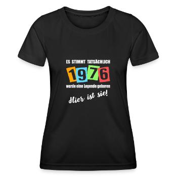 Legende ist 1976 geboren. Geburtstagsspruc - Frauen Funktions-T-Shirt - Schwarz - Vorne - AI Model Female 172 light (172cm)