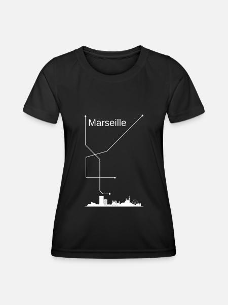Marseille city - T-shirt sport Femme - noir