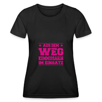 À l’écart du chemin Commissaire en Action Design - T-shirt sport Femme - noir - Devant - AI Model Female 172 light (172cm)
