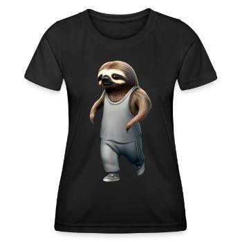 Jogging Faultier Anfänger Sport - Frauen Funktions-T-Shirt - Schwarz - Vorne - AI Model Female 172 light (172cm)