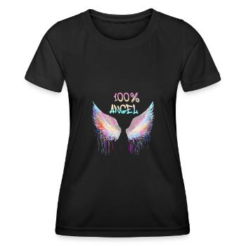 100% ange, ailes d’ange, ailes d’ange, ailes, graffiti - T-shirt sport Femme - noir - Devant - AI Model Female 172 light (172cm)