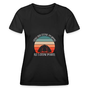Camping Idée cadeau Camping Camping Outdoor Nature - T-shirt sport Femme - noir - Devant - AI Model Female 172 light (172cm)