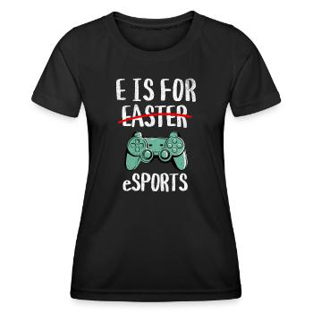 E steht für eSports - Lustige Ostern - Frauen Funktions-T-Shirt - Schwarz - Vorne - AI Model Female 172 light (172cm)