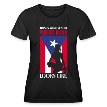 Puerto Rico Geschenkidee | Puerto Ricaner Heimat - Frauen Funktions-T-Shirt - Schwarz - Vorne - AI Model Female 172 light (172cm)
