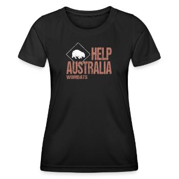 AIDEZ LES WOMBATS AUSTRALIENS - T-shirt sport Femme - noir - Devant - AI Model Female 172 light (172cm)
