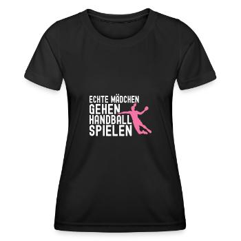 Handball Geschenk für Handballer Handballspieler - Frauen Funktions-T-Shirt - Schwarz - Vorne - AI Model Female 172 light (172cm)
