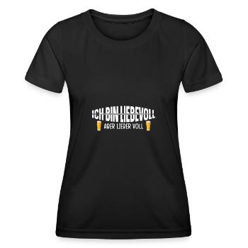 Ich bin Liebevoll aber lieber voll - Frauen Funktions-T-Shirt - Schwarz - Vorne - AI Model Female 172 light (172cm)