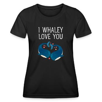 I Whaley Love You - Blue Whale Valentine’s Day Love - T-shirt sport Femme - noir - Devant - AI Model Female 172 light (172cm)