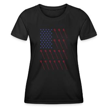 Sport Us Flag Lacrosse - Women's Functional T-Shirt - black - Front - AI Model Female 172 light (172cm)