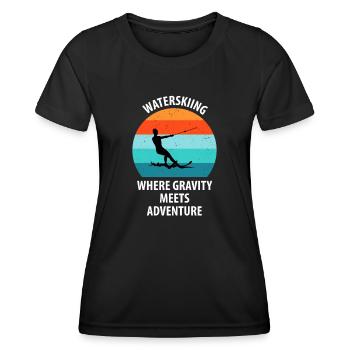 Ski nautique, ski nautique, skieurs nautiques - T-shirt sport Femme - noir - Devant - AI Model Female 172 light (172cm)
